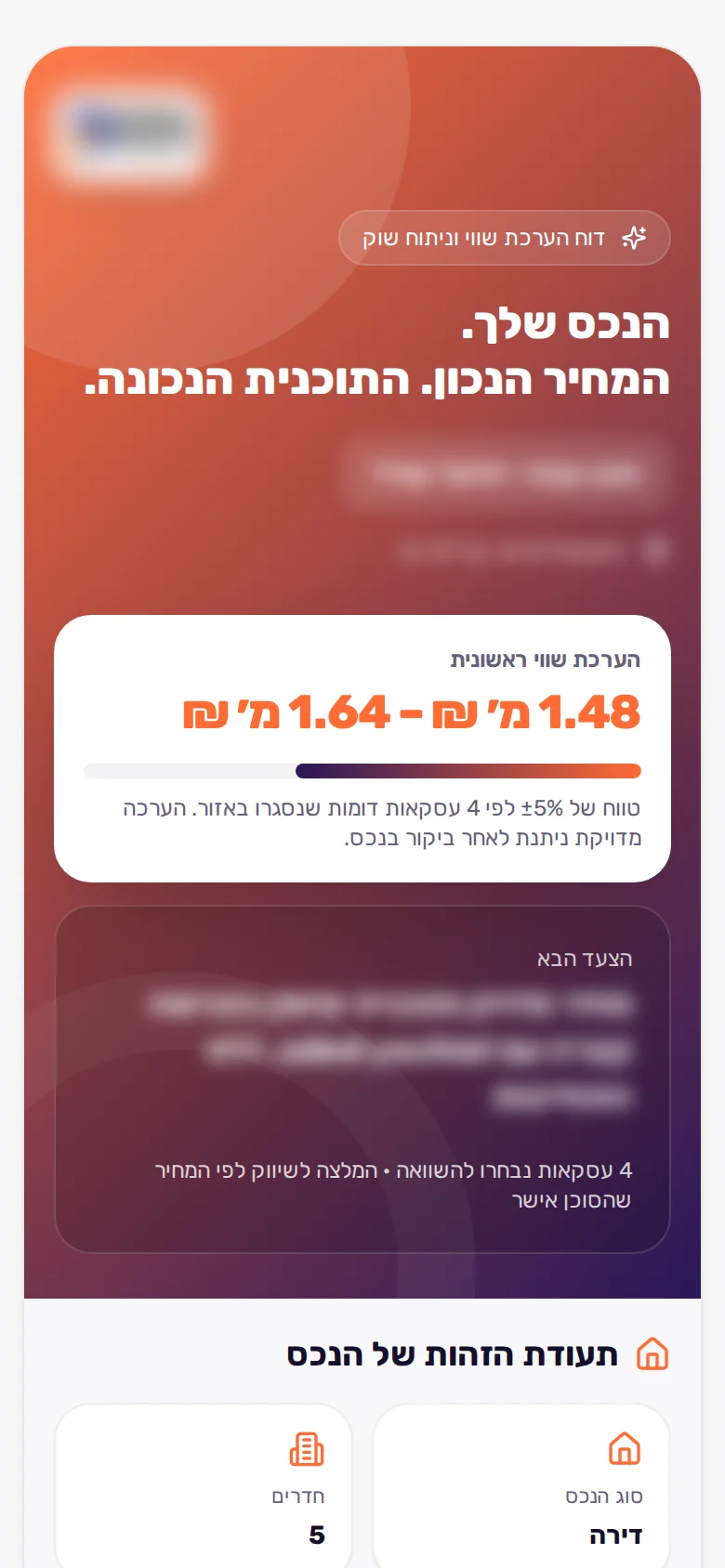 דוח CMA לדוגמה בנייד (פרטי הלקוח טושטשו)